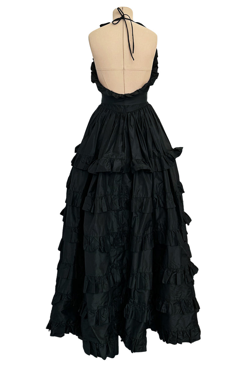 c 1970 Oscar de la Renta Black Silk Taffeta Backless Halter Neck Dress –  Shrimpton Couture