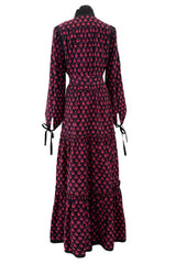 Late 1960s-70s Christian Dior by Marc Bohan Floral Print Cotton Smock Dress