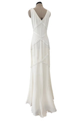 Gorgeous 2000s Valentino Bias Cut Ivory Silk Dress Dress w Beading Detail & Chiffon Skirt