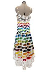 Highly Documented Spring 2014 Chanel by Karl Lagerfeld Runway Rainbow Print & Lace Dress