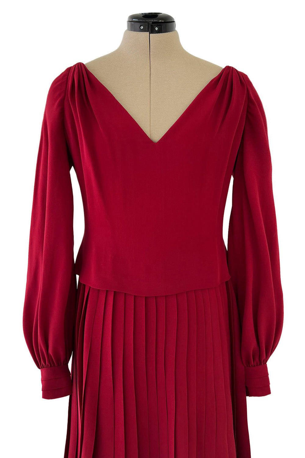 Minimalist 1970s Pierre Balmain Numbered Haute Couture Rich Red Silk D Shrimpton Couture