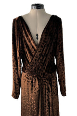 Gorgeous Fall 1986 Yves Saint Laurent Runway Plunge Silk Velvet Leopard Dress