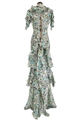 Spring 2006 Roberto Cavalli Runway Look 36 Silk Chiffon Floral Print Dress w Daring Plunges