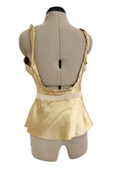 Prettiest Fall 2000 Prada Gold Toned Backless Silk Camisole Top w Front Gathering