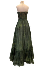 Fall 2019 Valentino by Pierpaolo Piccioli Strapless Strapless Green Dress w Floral Design