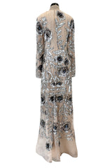 Gorgeous Fall 2022 Erdem Look 41 Nude Silk Organza & Silver Sequin Dress