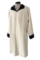 Spring 1982 Yves Saint Laurent Haute Couture 'Indian Collection' Ivory & Black Tunic/Dress