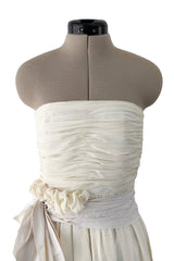 Fall 2006 Chloe Ivory Dress Silk Chiffon Strapless Dress w Sash Waist Detail