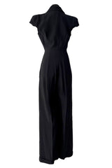 Spring 2008 Alexander McQueen "La Dame Bleue" Black Jumpsuit w Pink Inner Shoulder Detail