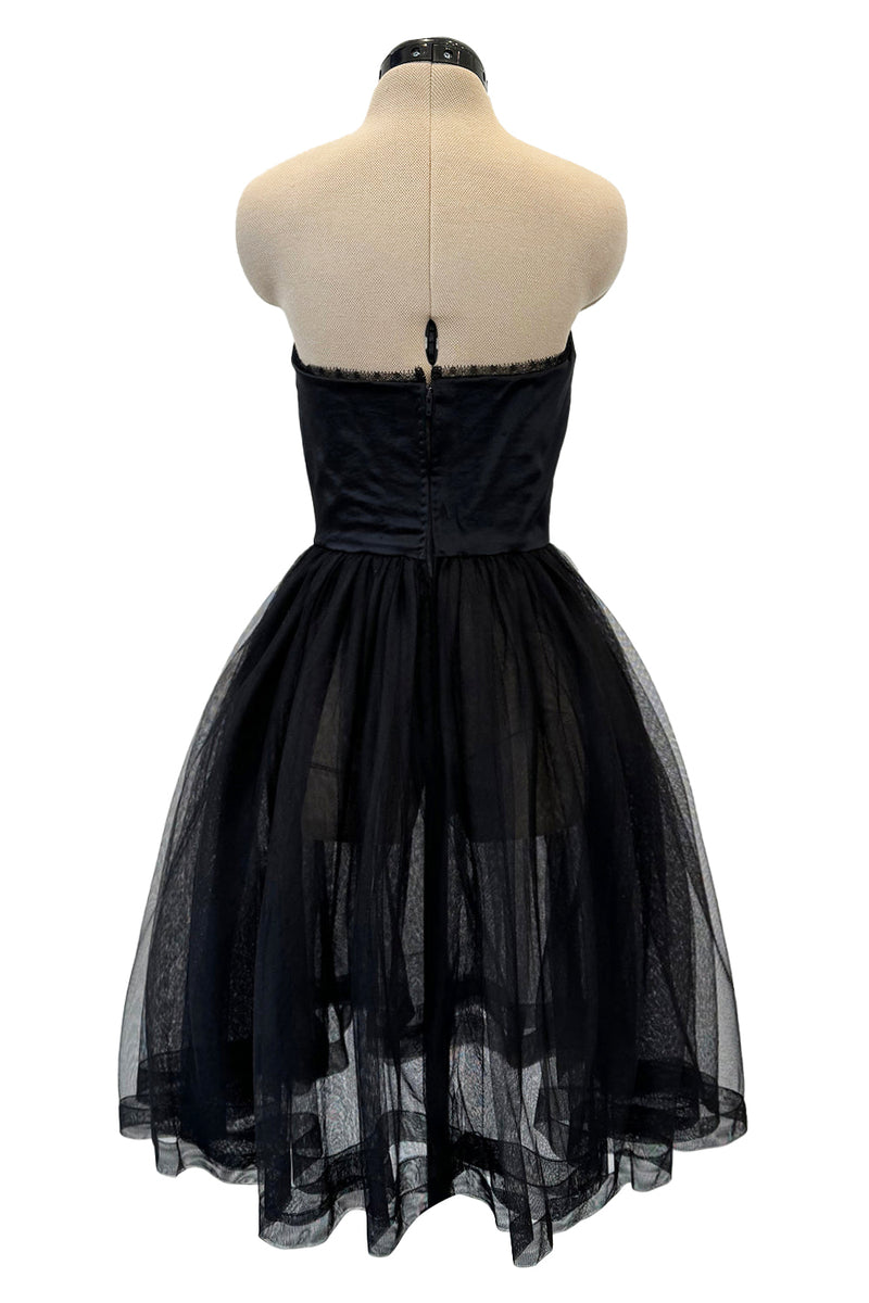 Stupendous c. Fall 1991 Chanel by Karl Lagerfeld Strapless Mini Dress w Full Net Skirt