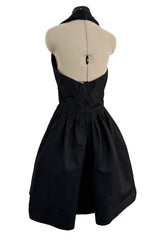 Gorgeous Little 1980s Chanel by Karl Lagerfeld Black Cotton Halter Dress w Full Skirt