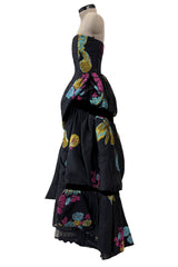 Spectacular Fall 1999 Christian Lacroix Runway Strapless Floral Silk Brocade Dress