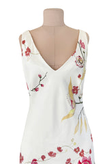 Romantic Spring 2007 Alexander McQueen Stunning Bias Cut Floral Silk Dress w Low Open Back