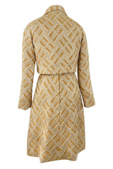 Chic 1960s Malcolm Starr by Elinor Simmons Gold Metallic Brocade Dress & Jacket Set