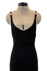 Minimalist c.1995- 1996 Gianni Versace Black Stretch Dress w Side Slits