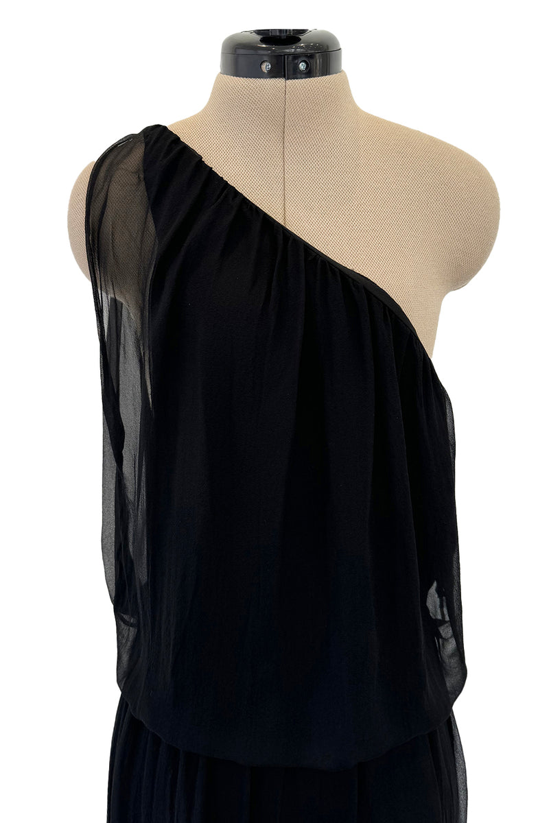 Numbered Resort 1985 Christian Dior by Marc Bohan Silk Chiffon One Shoulder