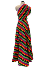 Spring 1972 Lanvin by Jules-Francois Crahay Striped One Shoulder Dress