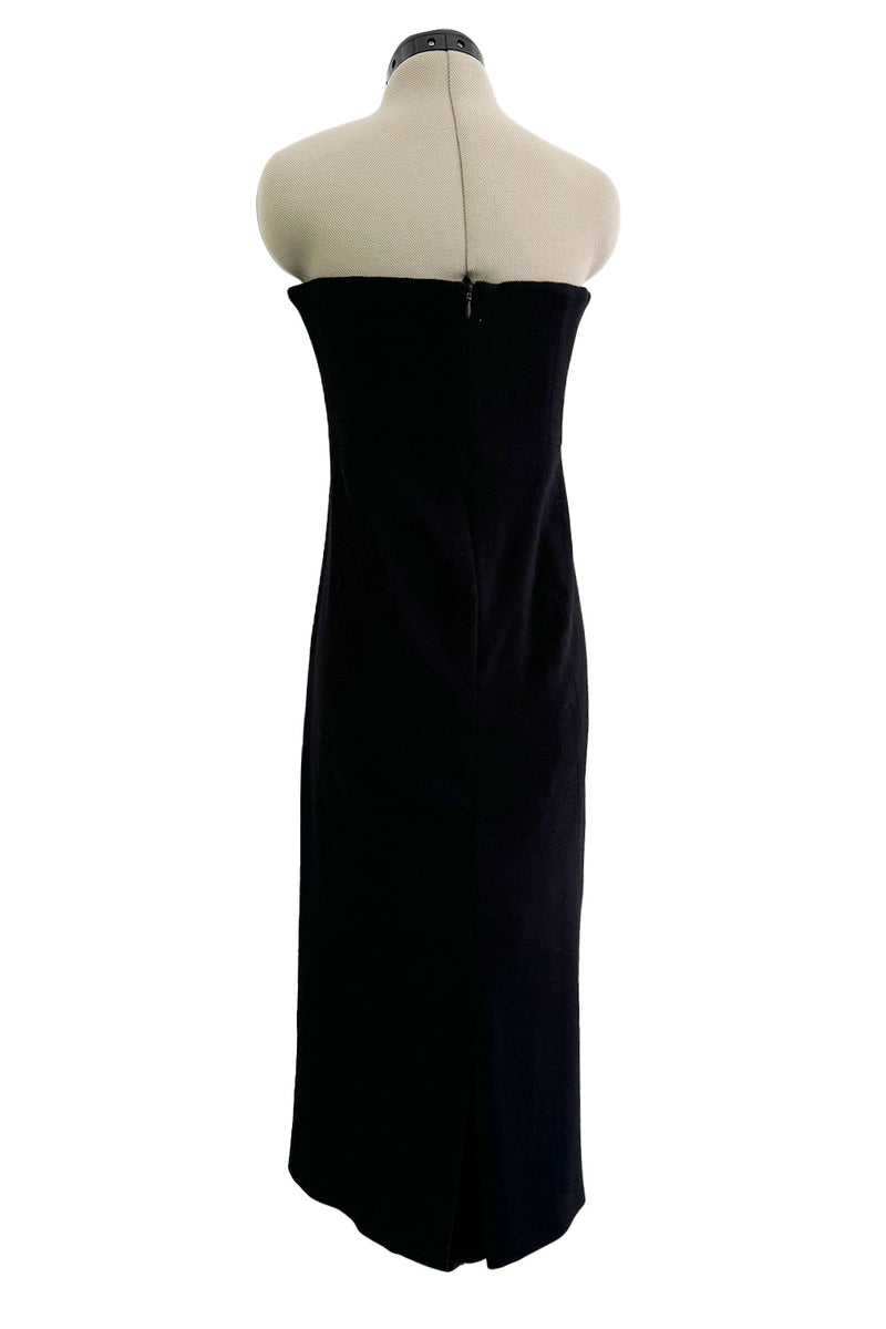 Rare Fall 1995 John Galliano 'Dolores' Collection Sharply Tailored Inner Corset Black Strapless Dress