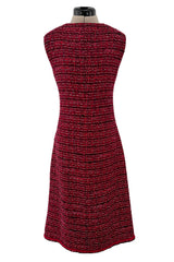 Fall 2001 Chanel by Karl Lagerfeld Deep Red Tweed Dress & Jacket Set