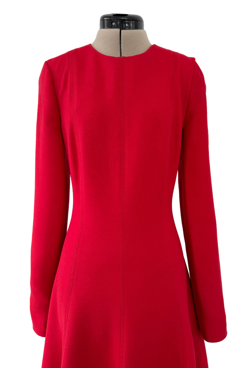 Elegant 2018 Valentino by Pierpaolo Piccioli Minimalist Red Wool & Silk Dress