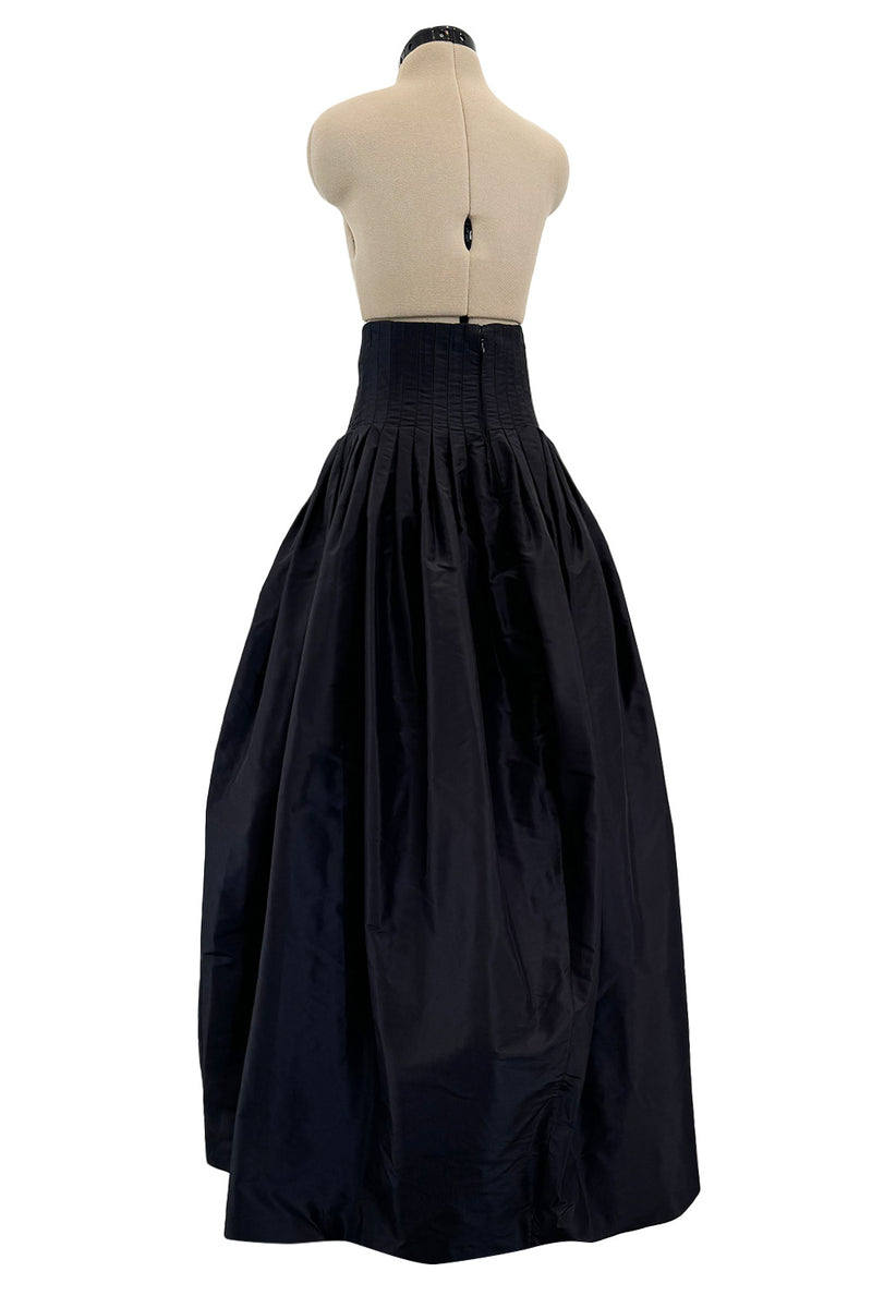 Beautiful 2006 Yves Saint Laurent by Stefano Pilati Silk Black Taffeta Skirt w Corseted Waist