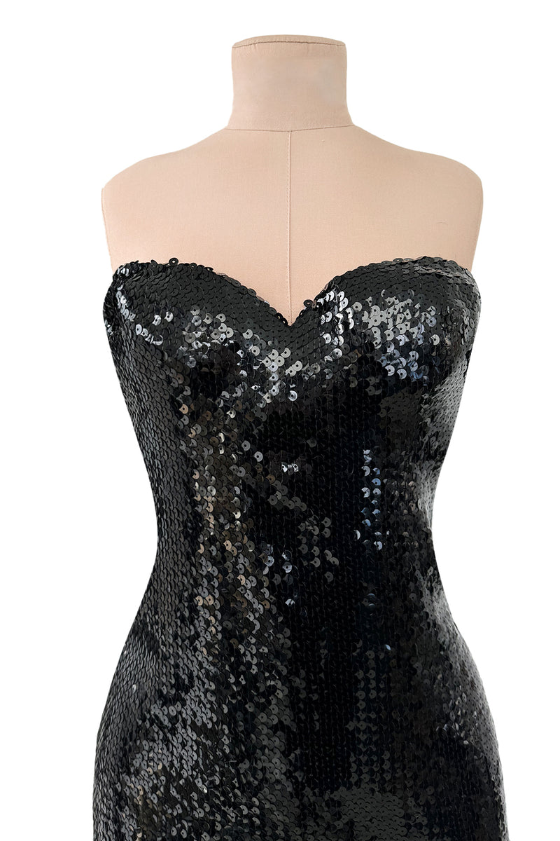 Incredible 1976-1978 Loris Azzaro Strapless Glossy Black Sequin Dress –  Shrimpton Couture