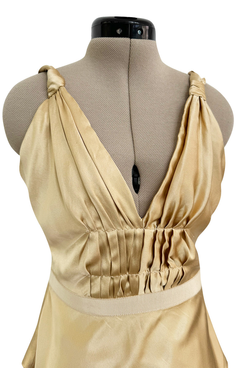 Prettiest Fall 2000 Prada Gold Toned Backless Silk Camisole Top w Front Gathering