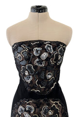 Outstanding Fall 2001 Chanel by Karl Lagerfeld Runway Strapless Sequin & Lace Panel Dress