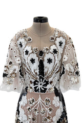 Resort 2021 Valentino by Pierpaolo Piccioli Gold, White & Black Sequin and Net Dress