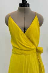 Oscar de la Renta 1970s Yellow Chiffon & Feather Dress