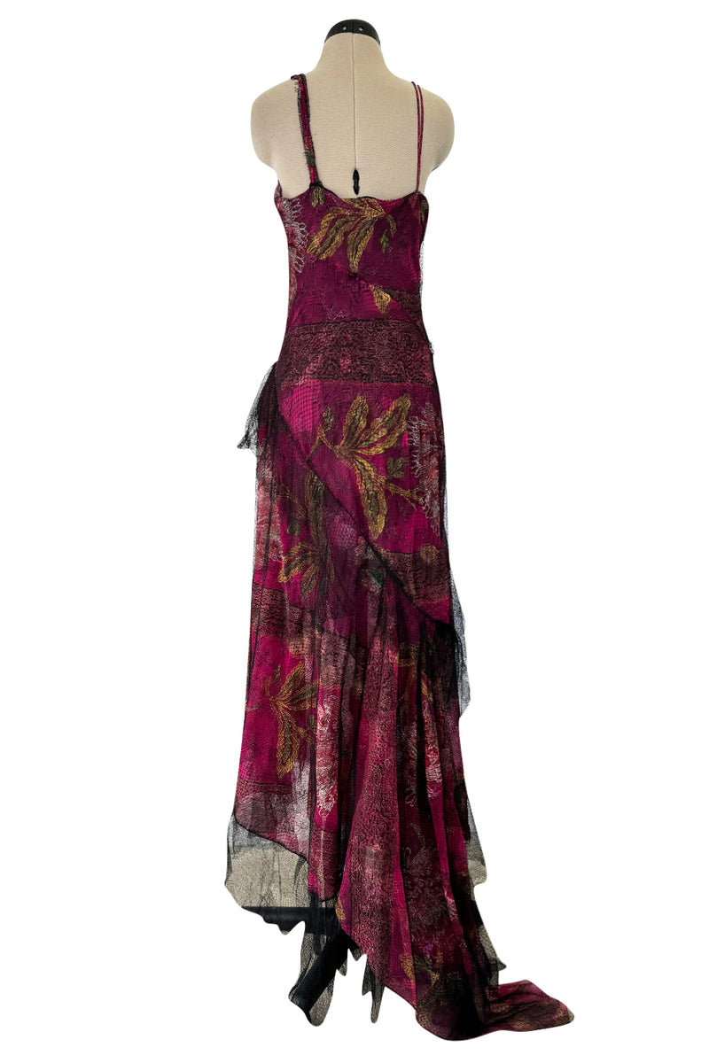 Spring 2001 Christian Lacroix Lace, Silk Chiffon & Net Floral Dress