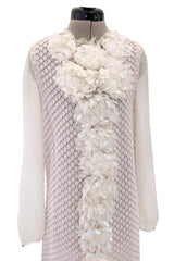 Spring 2012 Chanel by Karl Lagerfeld Pale Pink Knit Dress w Front Flower Detail