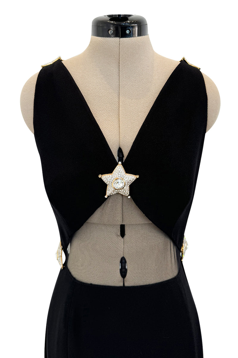 Incredible Spring 1993 Valentino Runway Star Dress w Front & Back Mesh Insets