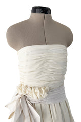 Fall 2006 Chloe Ivory Dress Silk Chiffon Strapless Dress w Sash Waist Detail