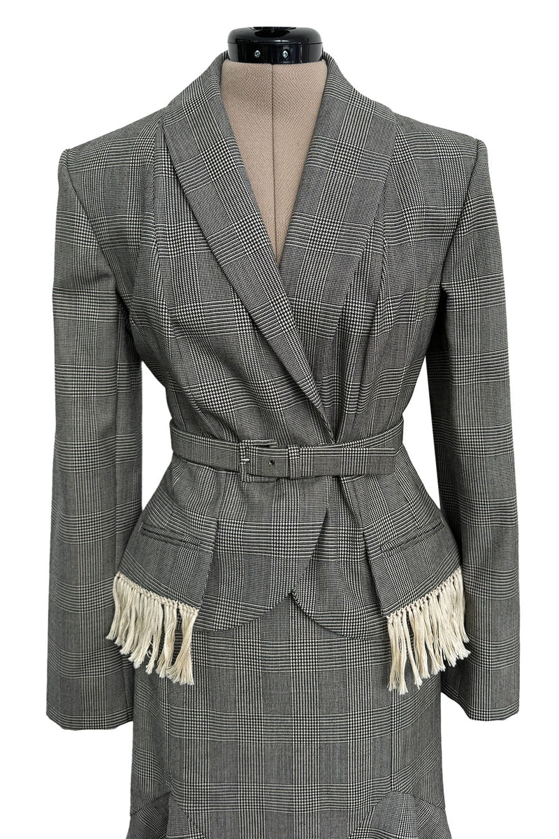 Incredible Fall 1999 Christian Dior by John Galliano Jacket & Skirt Suit Set w Fringe Detailing