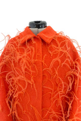 Fall 2019 Valentino by Pierpaolo Piccioli  Orange Wool & Feather Coat