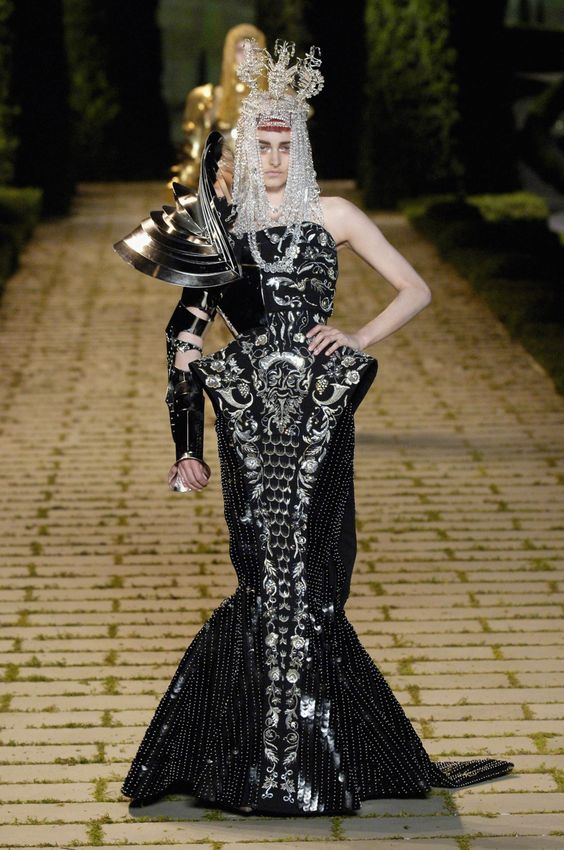 Spring 2006 Dior by John Galliano Deep Blue Dress w Extensive Silver Beadwork