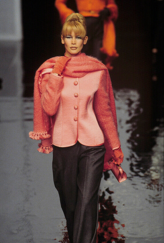 Fall 1995 Christian Dior by Gianfranco Ferre Pink Salmon Silk & Mohair Jacket