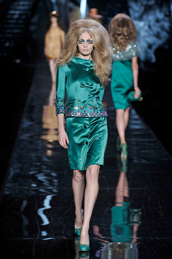 Fall 2008 Christian Dior by John Galliano Runway Look 37 Emerald Green Suit