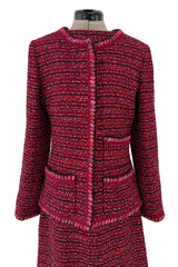 Fall 2001 Chanel by Karl Lagerfeld Deep Red Tweed Dress & Jacket Set