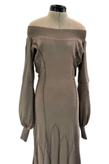 Gorgeous Fall 2004 Alexander McQueen  'Pantheon Ad Lecum' Runway Off Shoulder Knit Dress