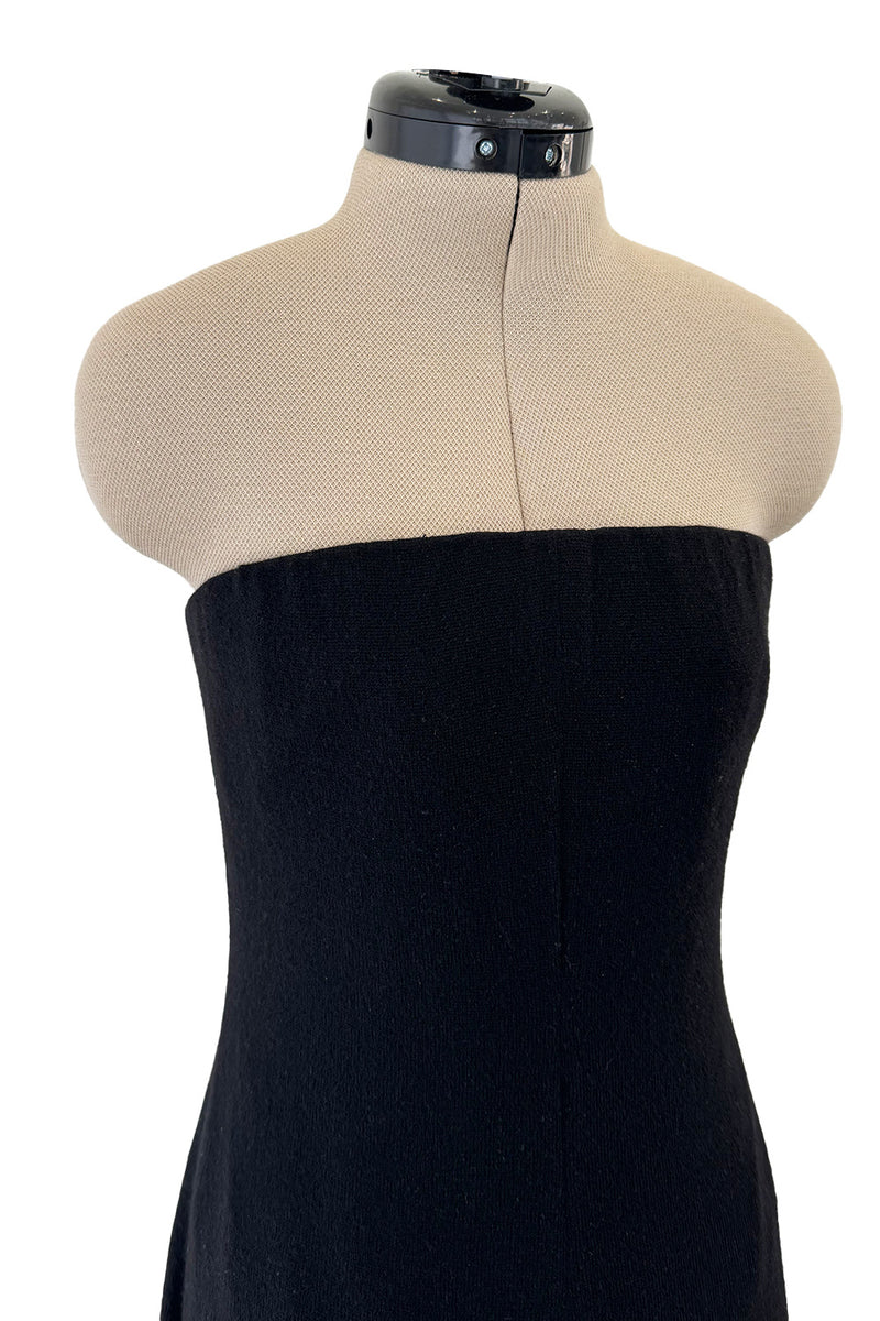 Fabulous 1980s Unlabeled Halston Black Strapless Cashmere Jumpsuit w Built in Inner Corset