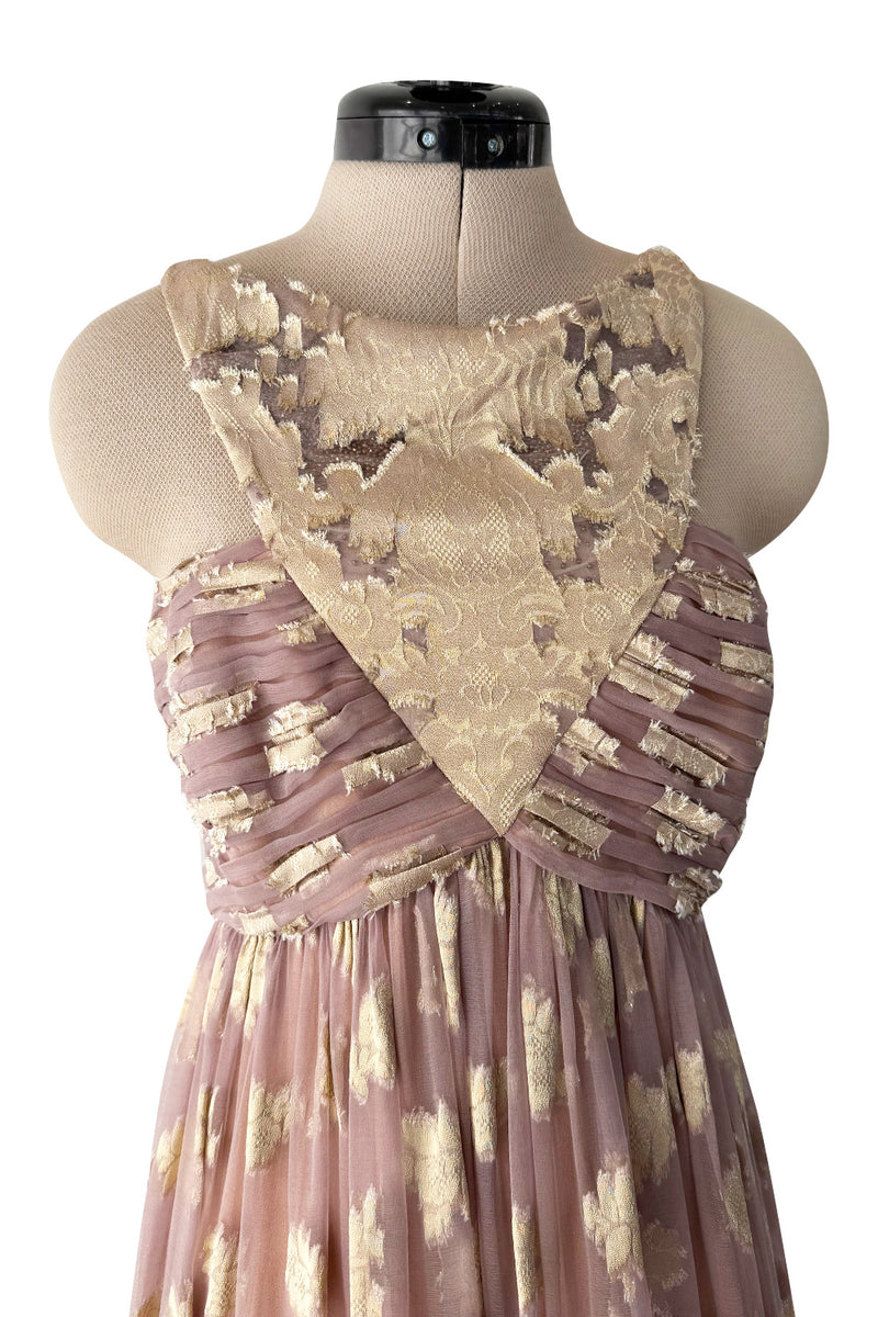 Spring 2006 Bill Blass by Michael Vollbracht Runway Gold & Pale Lavender Halter Dress