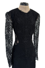 Fall 2017 Alexander McQueen by Saran Burton Black Lace Dress w See Through Back & Sleeves