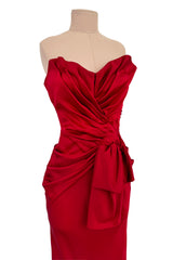 Important Spring 2008 Christian Dior by John Galliano Runway Look 53 Red Silk Strapless Dress