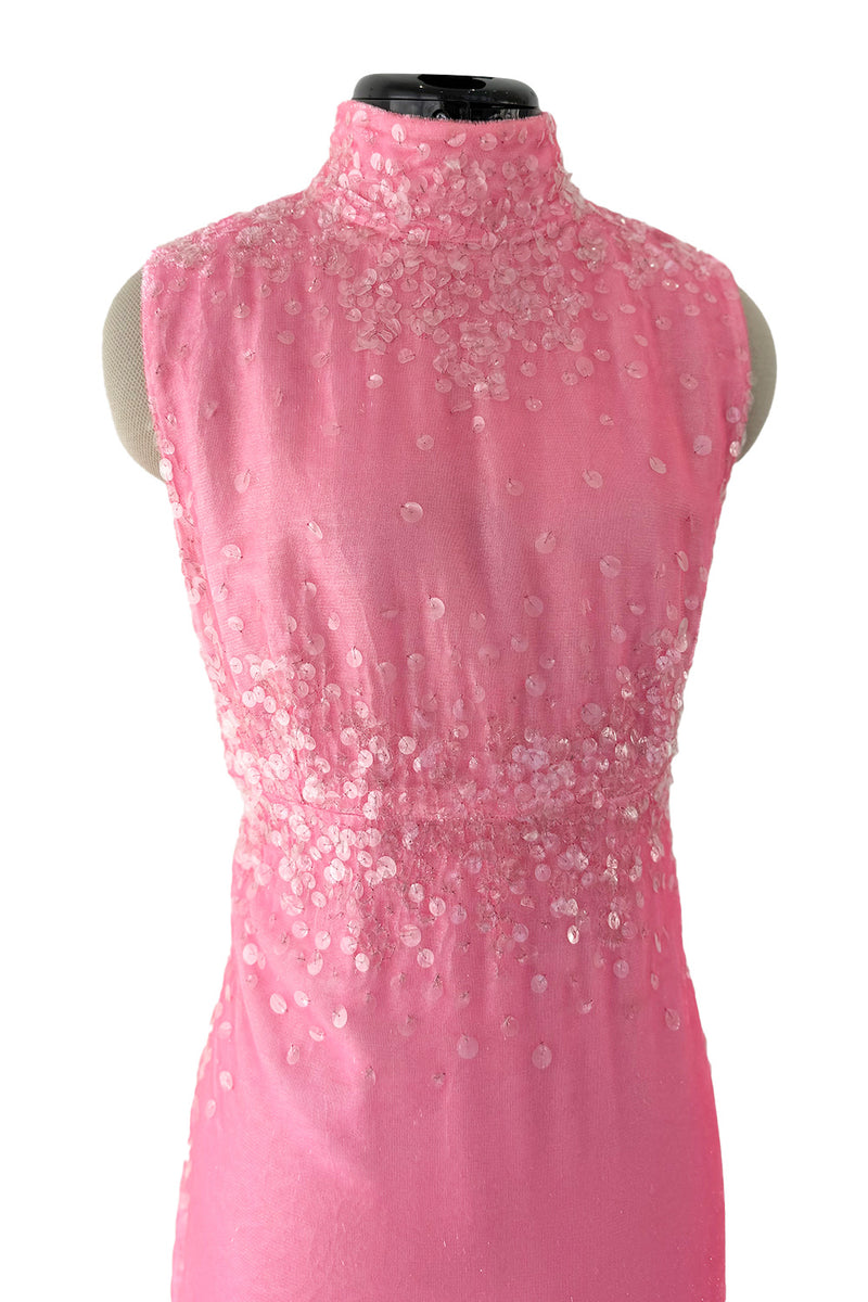 Exceptional Spring 1997 Chanel by Karl Lagerfeld Runway Pink Velvet Sequin Dress