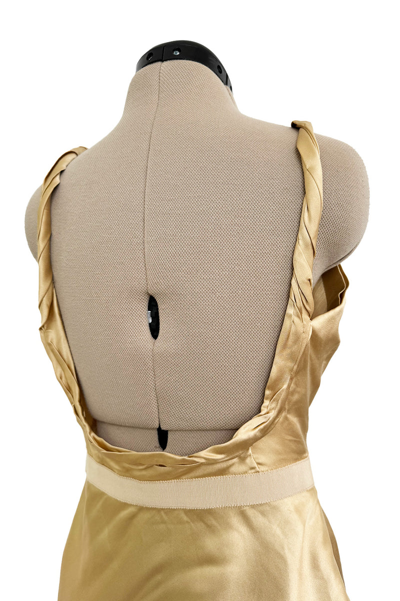 Prettiest Fall 2000 Prada Gold Toned Backless Silk Camisole Top w Front Gathering