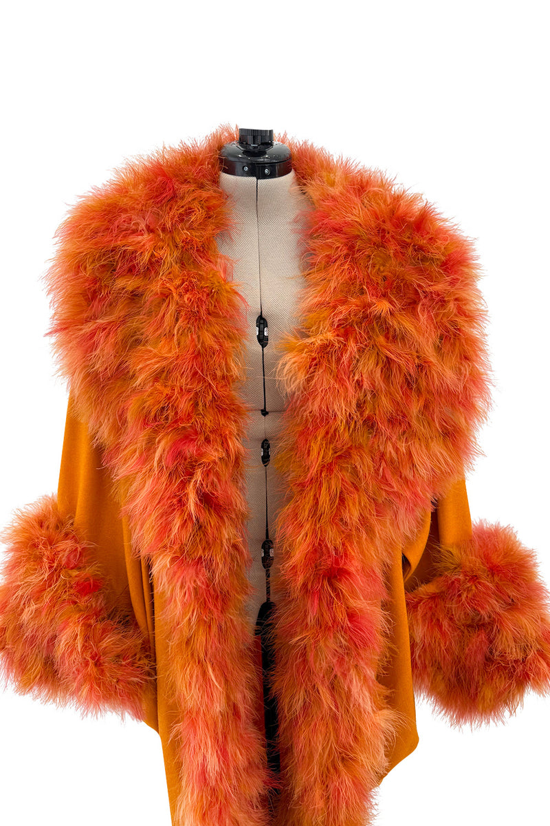 Extraordinary Fall 1985 Jean Patou Haute Couture by Christian Lacroix Feather Trim Cocoon Coat