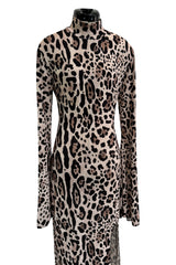 Recent Roberto Cavalli Stretch Jersey Leopard Dress w High Side Slit & Open Back