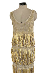 Dreamiest Cruise 2011 Chanel by Karl Lagerfeld Gold Ribbon & Metallic Gold Cord Knit Dress